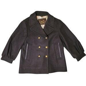 Coach 1941 Double Breasted Wool‎ Pea Coat Women's Size 10 Black w/ Gold Buttons